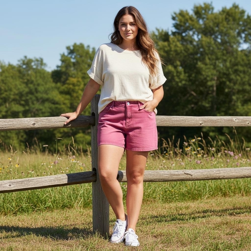 Slink Pink Curvy Denim Shorts Size 16